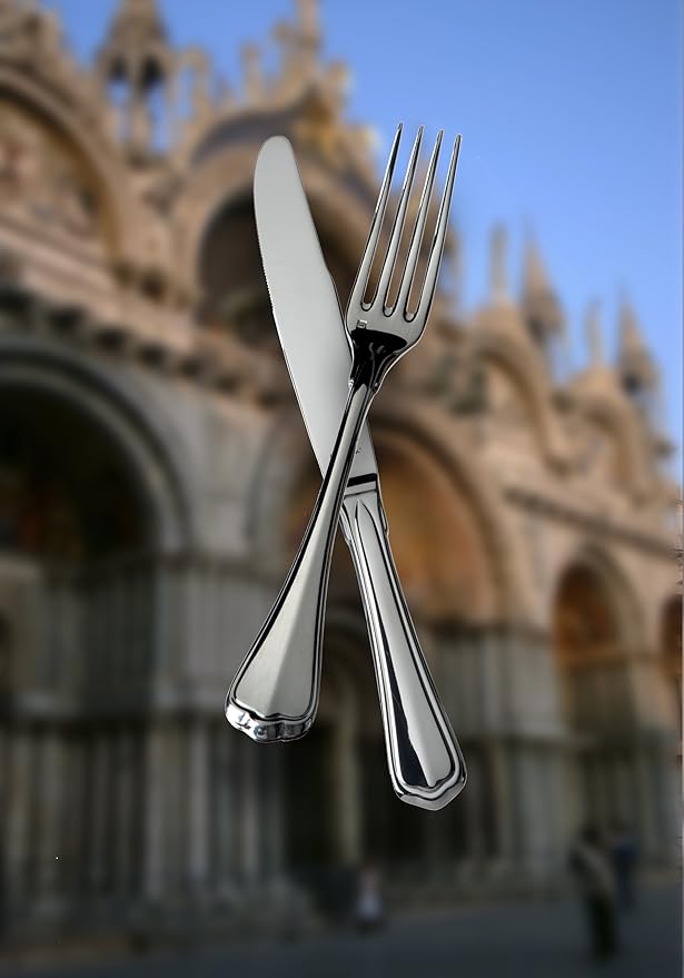Fortessa San Marco 18/10 Stainless Steel Flatware Solid Handle Table Knife, Set of 12