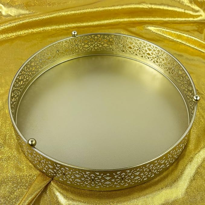 Cake Stand, Metal Round Cupcake Dessert Stand Cake Display Holder Cookies Fruit Serving Tray Decor for Wedding Party Birthday Baby Showers Anniversary (12in, Gold)