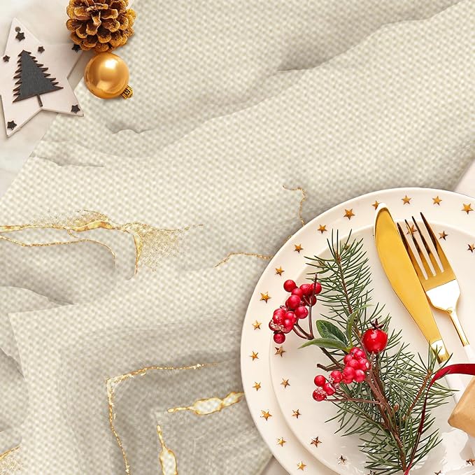 Modern Marble Table Runner Seasonal Holiday Kitchen Dining Linen Table Decoration for Indoor Outdoor Home Party Decor 13 x 72 Inch