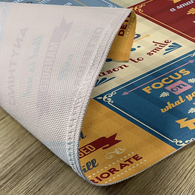 Ambesonne Saying Place Mats Set of 4, Words Pattern Success with Positive Attitude Themed Art Print, Washable Fabric Placemats for Dining Table, Standard Size, Yellow Pink