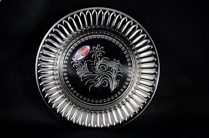 14" Silver Round Stainless Round Serving Tray 36CM