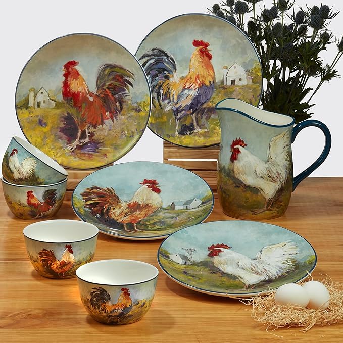 Certified International Rooster Meadow 16 Piece Dinnerware Set, Service for 4