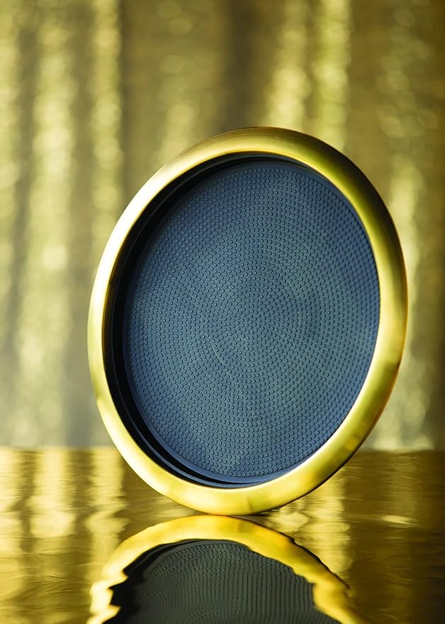 Service Ideas TR1614RIVG Tray with Removable Insert, 14" Round, Stainless Steel, Vintage Gold