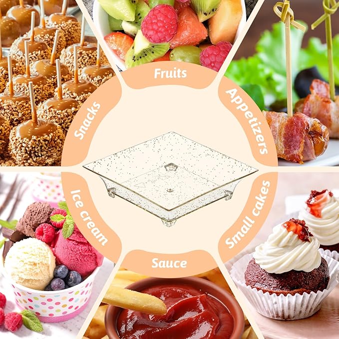 500 Pcs Mini Appetizer Plates Bulk 1 oz 2.4 Inch Square Plastic Dessert Plates Disposable Appetizer Tray for Wedding Shower Valentine's Salad Cake Afternoon Tea Birthday Party (Gold)