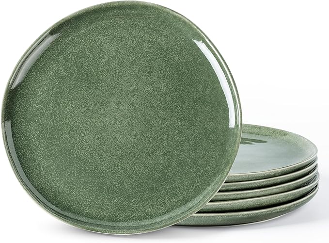 AmorArc 8.5" Ceramic Plates Set of 6 | Handmade Stoneware with Reactive Glaze for Dessert, Salad, Appetizer & Dinner | Microwave/Dishwasher Safe, Scratch Resistant
