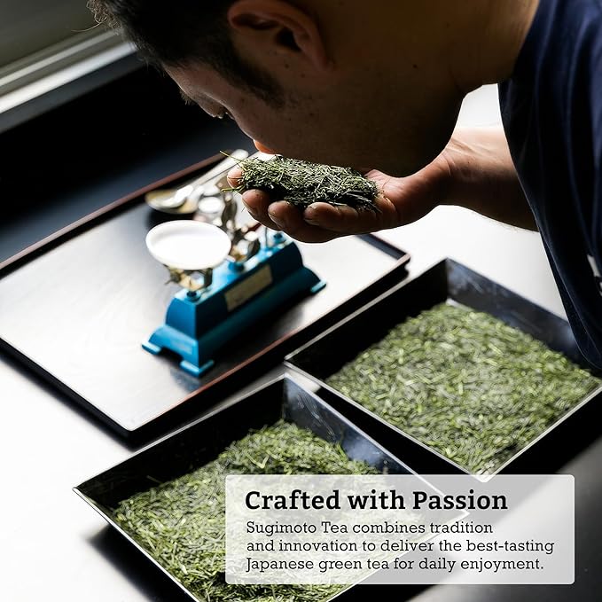 SUGIMOTO TEA Japanese Genmaicha with Matcha Green Tea Bags 20 Count Pack of 3