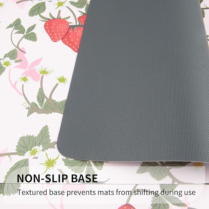 QIYI Placemats Set of 6, 12x18 Inch PU Leather Place Mats for Kitchen Dinning, Heat Resistant Anti Slip Pink Table Mats, Waterproof Wipeable Washable Placemat Party Table Décor, Sweet Strawberry