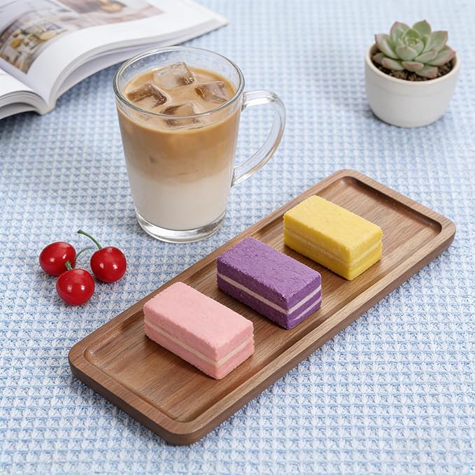 Small Wooden Tray Wooden Platters Rectangular Mini Serving Tray 11.4 x 4.2 inch Mini Charcuterie Boards Small Cheese Board for Food Countertop Organizer for Coffee Tables Dessert Snack Fruit