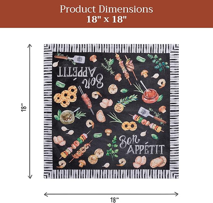 Maison d' Hermine Cloth Napkins Set of 4 100% Cotton Soft & Durable Everyday Reusable Square Napkins Cloth Washable, Dinner, Cocktail Party, Wedding, Restaurant (Just BBQ, 18" x 18")