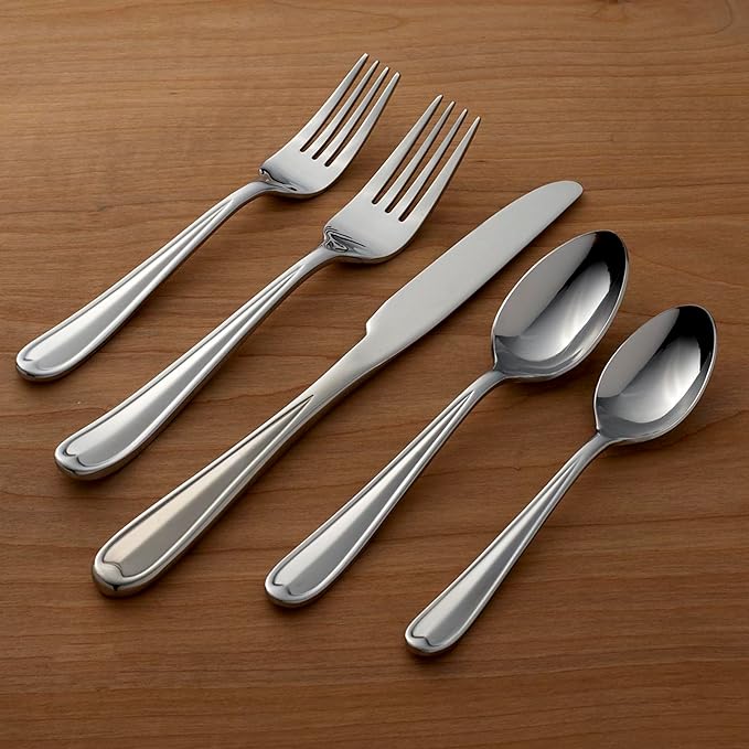 Oneida Dylan 42 Piece Everyday Flatware, Service for 8, 18/0 Stainless Steel, Silverware Set (Pack of 2)