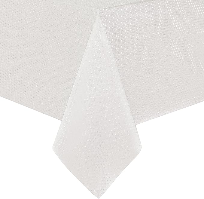 Rectangle Table Cloth Linen Farmhouse Stainproof Waterproof Washable Polyester Oblong Rectangular Fabric Table Cover for Kitchen Dining Dinner (Ivory, 60 X 104 Inch)