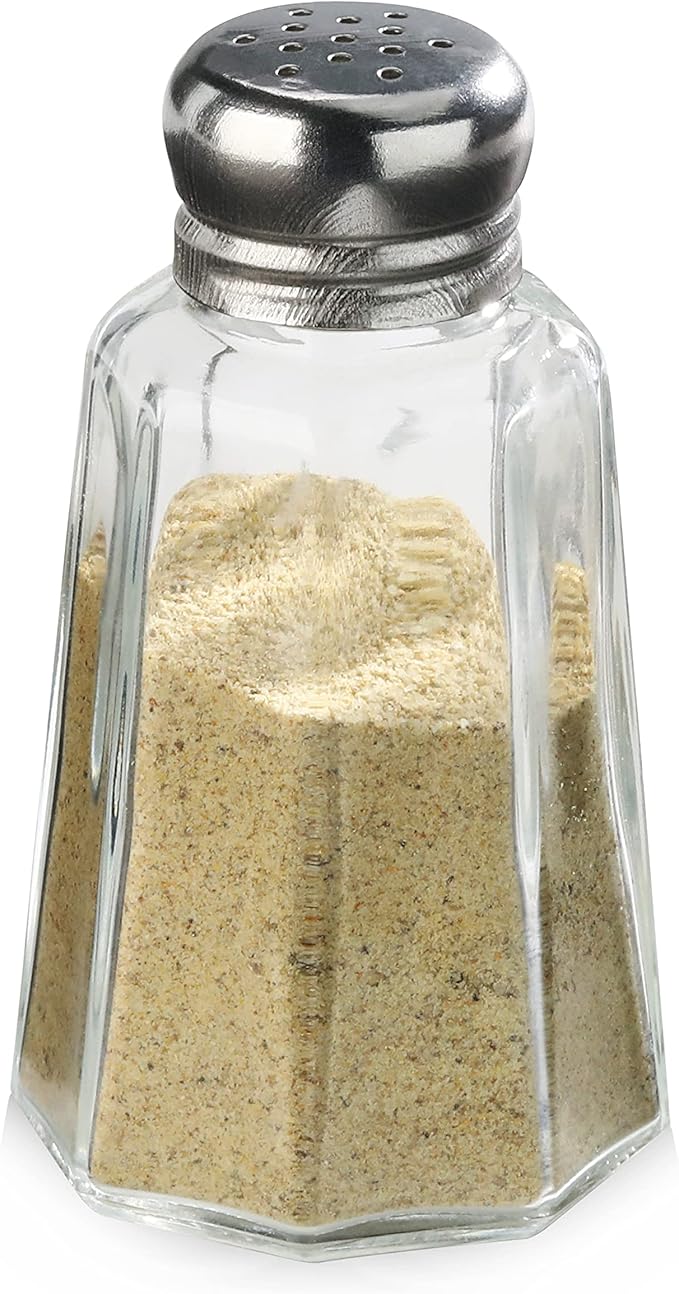 New Star Foodservice 22186 Glass Salt and Pepper Shaker with Stainless Steel Mushroom Top, 2-Ounce, Set of 12