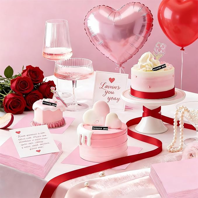 FLOWERCAT 100-Count 2-Ply Pink Cocktail Napkins - Beverage Napkins Disposable Premium Quality - 5" x 5" Pink Paper Napkins for Birthday Party & Valentine's Day,Bar,Weddings
