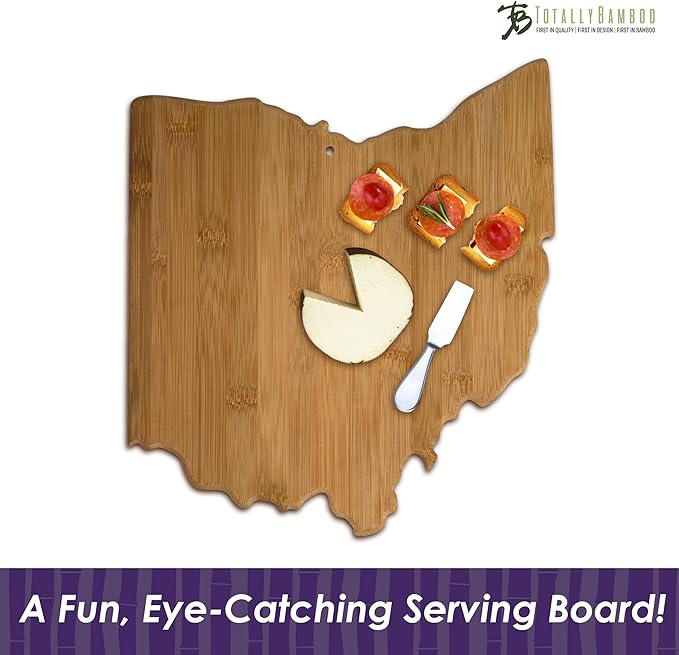 Totally Bamboo Ohio State Shaped Bamboo Serving and Cutting Board