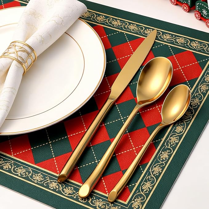 Gold 20-Piece Silverware Set, Elegant Stainless Steel Flatware Set, Cutlery Set Mirror Polished, Dishwasher Safe, Service for 4