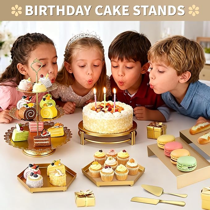 12 PCS Gold Cake Stand Set, Dessert Table Display Set with Metal Cupcake Stand and Cake Stands for Party, Wedding, Birthday, Anniversary, Baby Shower, Thanksgiving, Christmas
