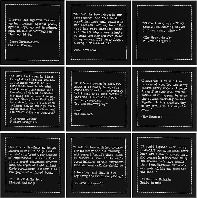 Five Star Romantic Quotes | Black Cotton Cocktail Napkins | 50 Luxury Disposable Beverage Napkins with Witty Bar Quotes | Drink Napkins for Parties, Bars, Weddings & Game Nights