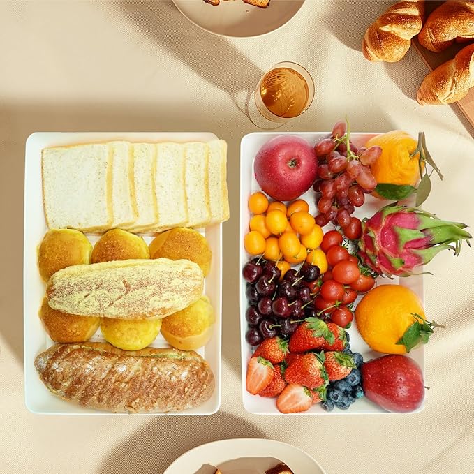 Serving Tray Platter, 17.5'' x 11.5'' x 1.6'', 3 Pcs Food Tray for Veggie Fruit Snack Dessert Cookie Cheese, Food Trays for Party Supplies Display, Large Platters for Serving Food, BPA Free