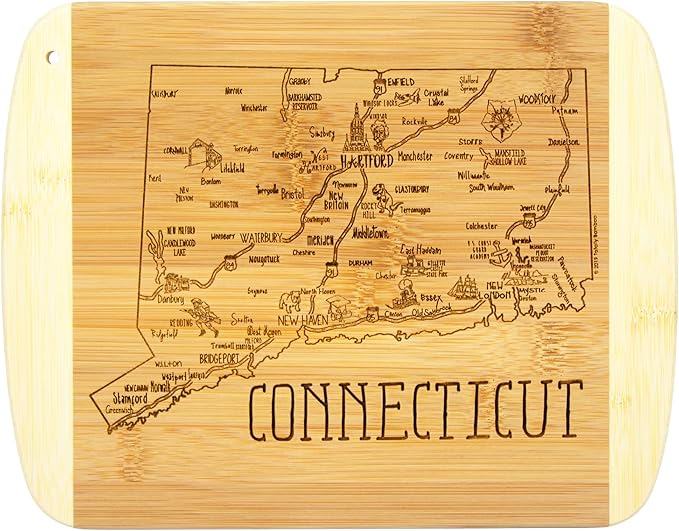 Totally Bamboo A Slice of Life Connecticut State Serving and Cutting Board, 11" x 8.75"