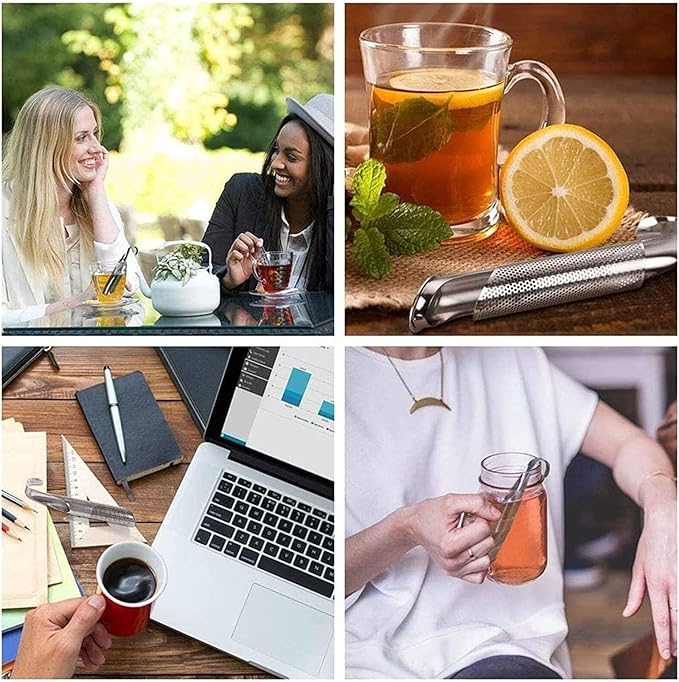 Tea Infuser, Tea Strainer, Tea Diffusers for Loose Tea, Gorgeous Lit Stainless Steel Tea Diffuser, 304 Stainless Steel Tea Strainer, Stick Pipe Tea Diffuser (2pcs +1 Brush)