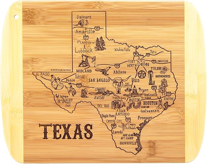 Totally Bamboo A Slice of Life Texas State Serving and Cutting Board, 11" x 8.75"