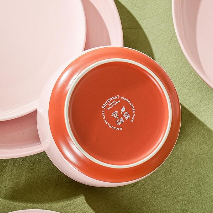 26 OZ Cereal Bowl,6 Inch Ceramic Bowl Sets for 4,Suitable for Breakfast, Soups, Oatmeal, Ramen, Pho, Udon and Ssoba,Dishwasher & Microwave Safe, Handcrafted Bowls Sets,Elegant Pink