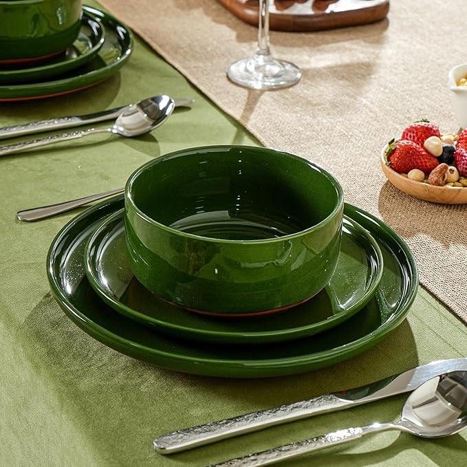 26 OZ Cereal Bowl,6 Inch Ceramic Bowl Sets for 4,Suitable for Breakfast, Soups, Oatmeal, Ramen, Pho, Udon and Ssoba,Dishwasher & Microwave Safe, Handcrafted Bowls Sets,Elegant Green