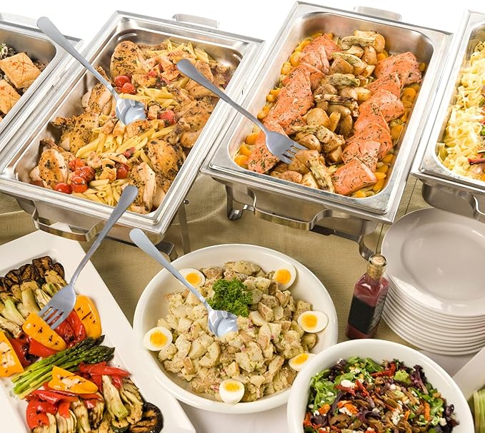Cornucopia Brands Serving Spoons & Large Serving Forks Set (4 pack, 2 of each); Buffet & Banquet Style Elegant Classic Serving Utensils