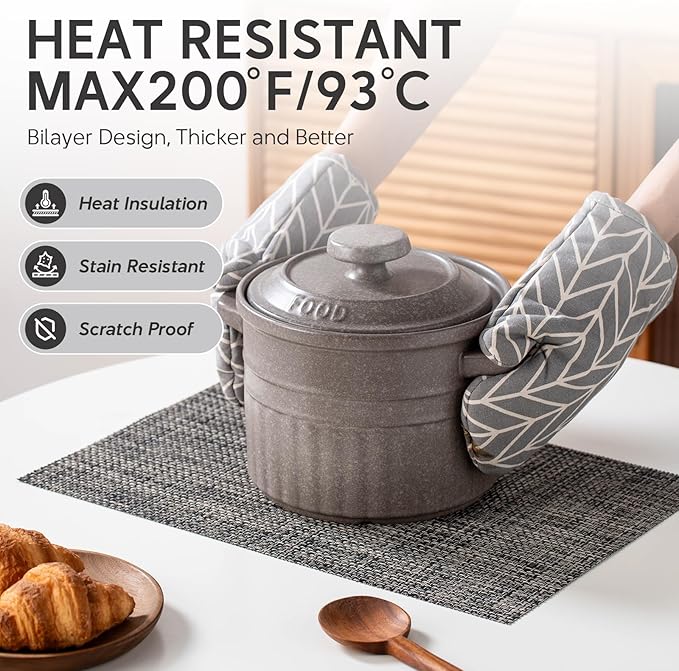 Placemats Set of 4, Heat Resistant Place Mats, Washable PVC Table Mats, Woven Vinyl Plastic Placemats for Dining Table, Non-Slip Stain Resistant Kitchen Table Placemats Easy to Clean?Ash-Gray?