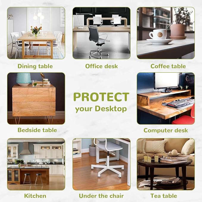 32 x 42 Inch Clear Table Cover Protector, Clear Table Protector for Dining Room Table, 1.5mm Plastic Table Cover, Waterproof Table Pad for Kitchen, Office