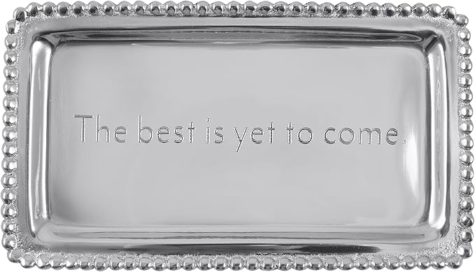 Mariposa The Best is Yet to Come Beaded Statement Tray | Silver | Brillante | Gifts | Statement Tray | Recycled SANDCAST Aluminum | Handmade in Mexico