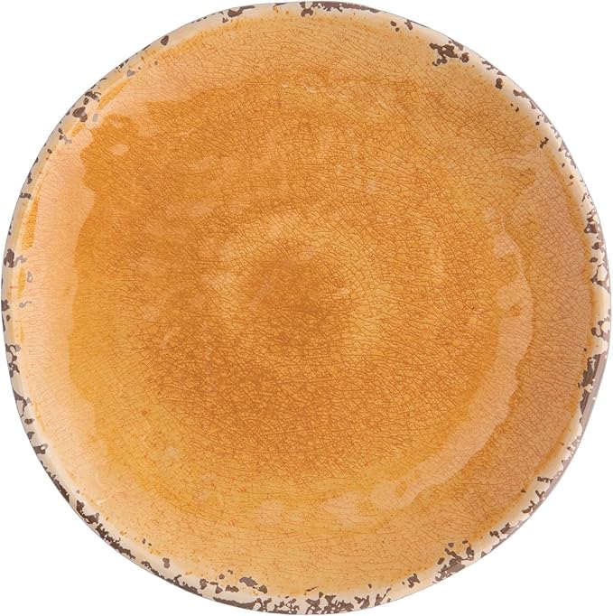 UP UPware Crackle Melamine Round Dessert Plates, Small Serving Plates, for Appetizer, Snacks, and Side Dishes, Orange, 6 Inch, Set of 4