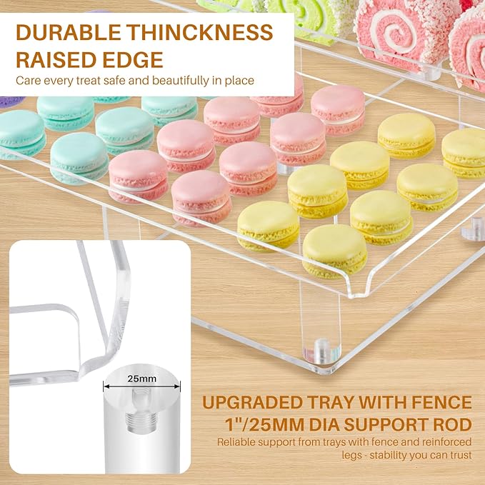 Boxalls Dessert Table Display Set 3 Tier, Clear Acrylic Stands for Cupcakes Dessert Pastry Food Treat, Tiered Buffet Risers Platter Serving Trays for Wedding Birthday Party