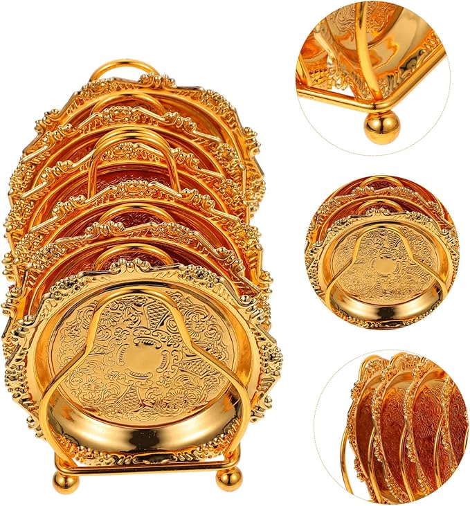 POPETPOP Golden Mini Snack Dish Set with Silver-Plated Rack Creative Food Serving Tray for Parties and Gatherings for Fruits and Appetizers