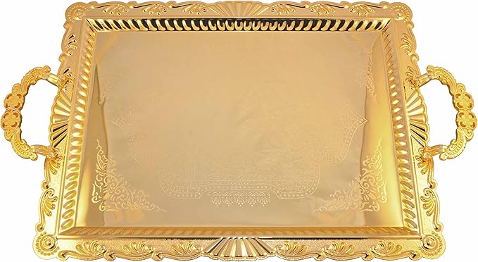 serving tray stainless set of 3