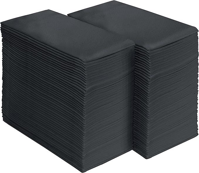 AMERICAN HOMESTEAD Paper Napkins - Black Disposable Linen-Like Dinner Napkins - Restaurant-Quality Table Serviettes for Weddings, Parties, and Events - 15.75" x 15.75" - 50 Count
