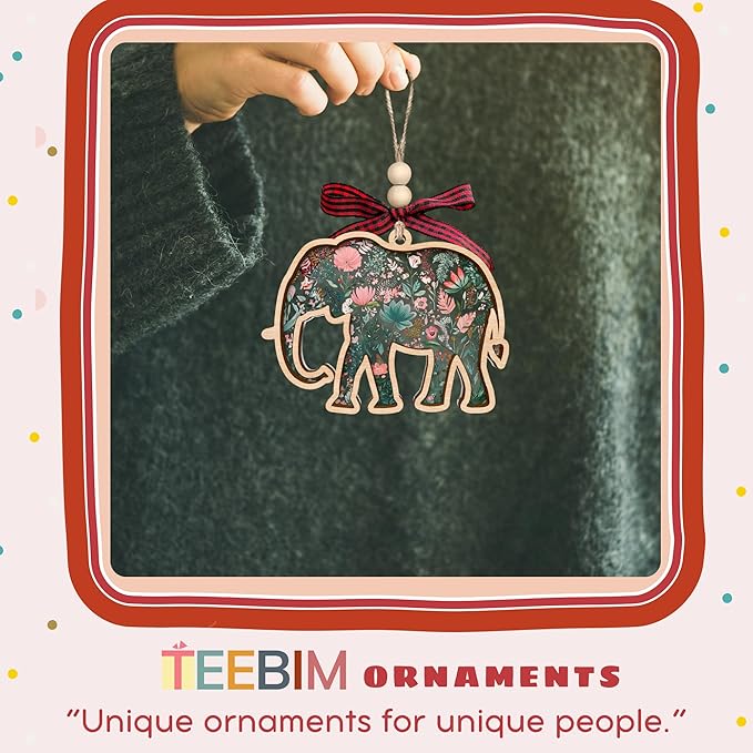 Elephant Ornaments - Elephant Gifts for Women - Best Friend Friendship Gifts for Women - Sisterhood, Friendship Ornament - Friends Gift for Christmas - Wood Acrylic Ornament & Card