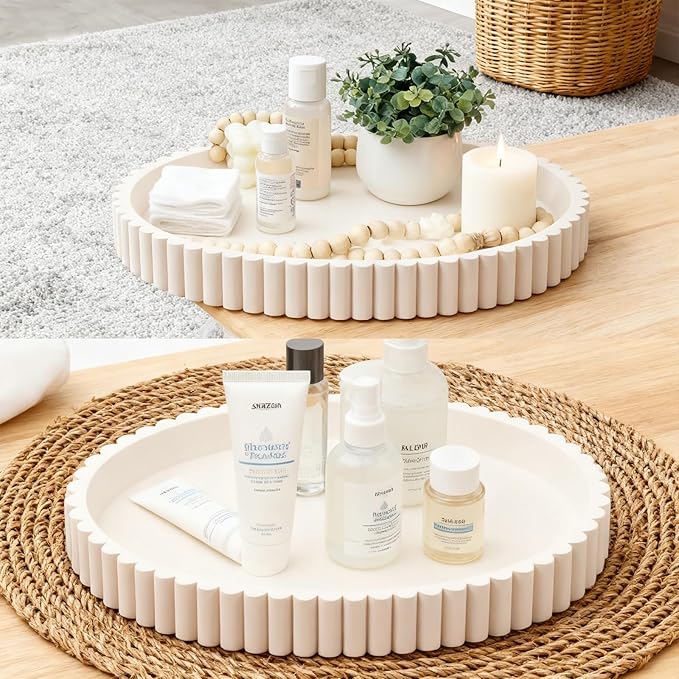 Oval Tray for Coffee Table Décor 13" Concrete Modern Decorative Trays Home Décor Accents -Coffee Table Centerpieces -Island Decor Contemporary Tray
