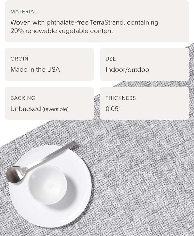 Chilewich Mini Basketweave Placemats in Mist - Set of 4 - Easy Care Woven Tabletop Textiles - Indoor/Outdoor - 19" x 14" Rectangle
