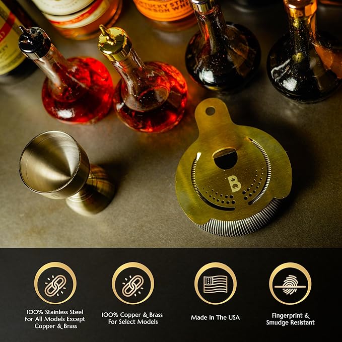 Hawthorne Strainer by Bull in China In Matte White - Made In USA - High Density Spring Cocktail Strainer for Boston Shakers and Mixing Glasses for Bars & Bartenders