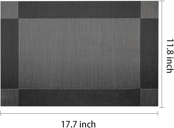 AHHFSMEI Placemats for Dining Table Set of 8 Woven Vinyl Plastic Place Mats Non-Slip Heat Insulation Stain Resistant Table Mats Washable Easy Clean Placemats (Black Corner,8)