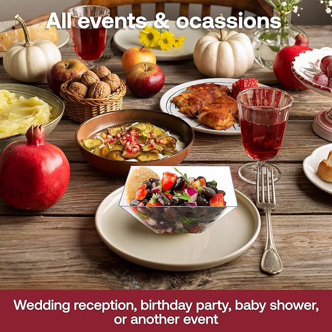 Smarty Had A Party 24 Clear Square Plastic Serving Bowls 3 qt. Disposable Clear Serving Dishes for Party, Buffet and Catering