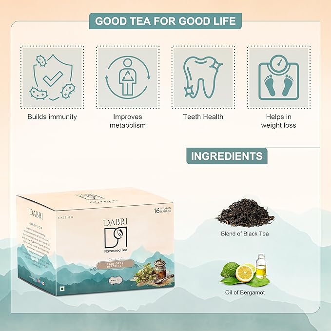 Dabri Earl Grey Black Tea Bags (16 Pyramid Bags)
