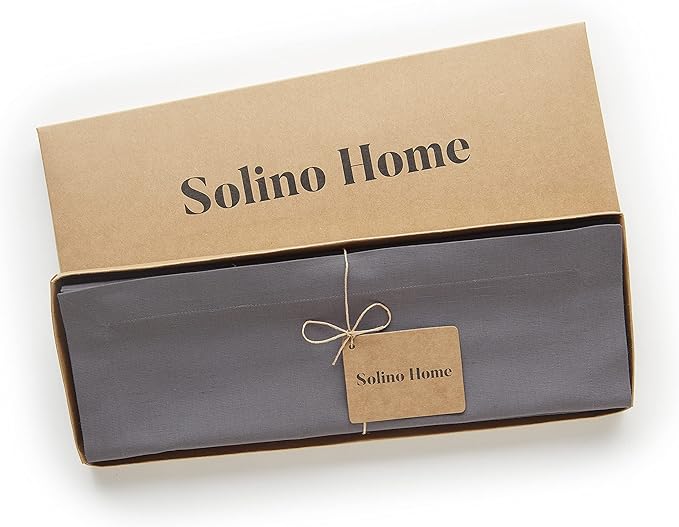 Solino Home Grey Cotton Linen Placemats Set of 4 - Machine Washable Placemats 14 x 19 Inch for Christmas, Holiday, Winter, New Year - Dru