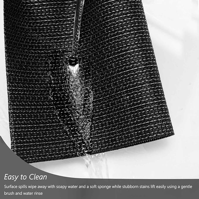 AHHFSMEI Placemats for Dining Table Set of 6 Woven Vinyl Plastic Place Mats Non-Slip Heat Insulation Stain Resistant Table Mats Washable Easy Clean Placemats (Black Silver)