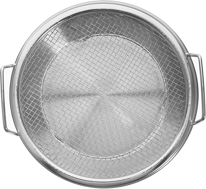 Stainless Steel Frying Oil Draining Tray with Mesh Net for Fried Food Serving and Cooling 8.26X7.87 Inch Snack Plate for Kitchen Use
