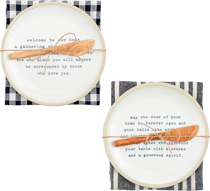 Mud Pie Farm App Set, plate 6 1/2" dia, towel 26" x 16 1/2", May