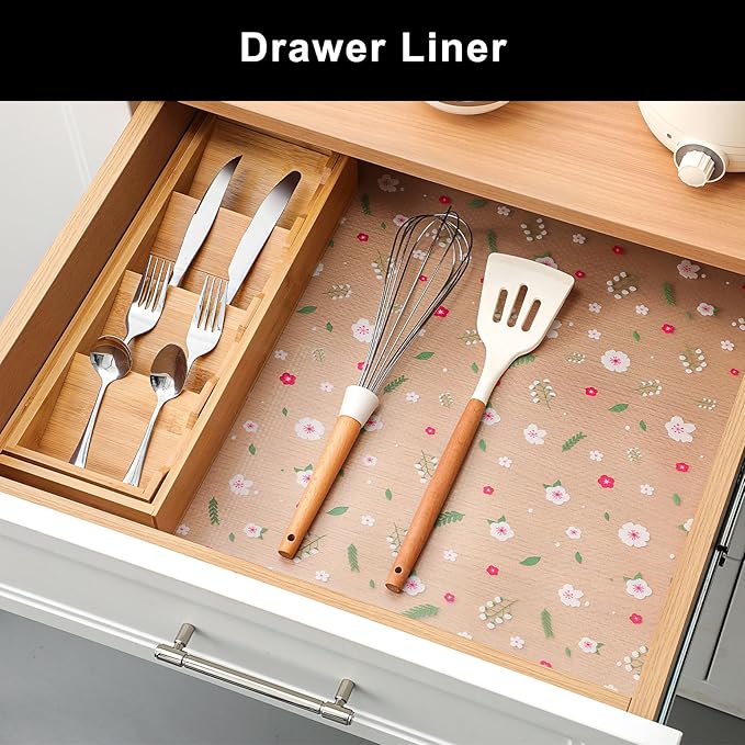 Cooyes Shelf Liner – Premium Non-Adhesive Cabinet & Drawer Liner for Kitchen – Waterproof Shelf Paper with Modern Pattern – Durable EVA Cabinet Mat – Easy to Cut (17.5" W x 78.7" L)