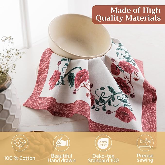 Maison d' Hermine Cloth Napkins Set of 4 100% Cotton Soft & Durable Everyday Reusable Square Napkins Cloth Washable, Dinner, Cocktail Party, Wedding, Restaurant (Poppy, 18" x 18")