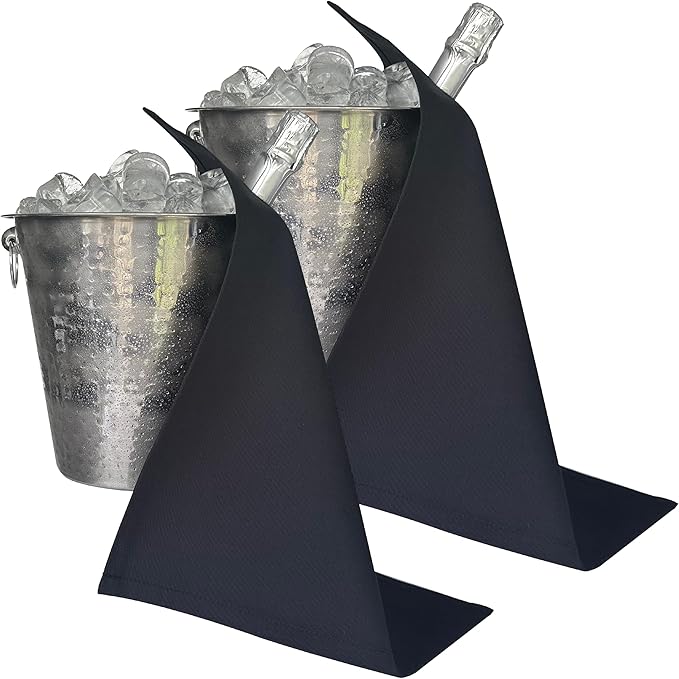 Original Collection, Bottle Cloths for Ice Buckets, Cotton, 42 cm, Corner Hole, Stitched Circle (Black, Pack of 2)